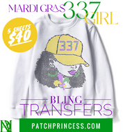 MARDI GRAS 337 GIRL BLING TRANSFERS