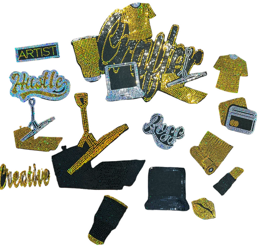 Crafter, 15 Count (Customizable) - Iron-on Spangle Bling Patch