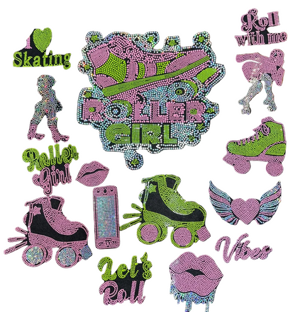 Roller Girl, 15 Count - Iron-on Spangle Bling Patch