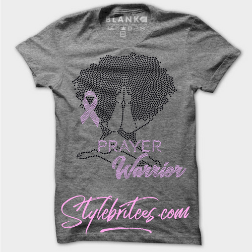BREAST CANCER PRAYER WARRIOR BLING TRANSFERS