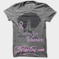 BREAST CANCER PRAYER WARRIOR BLING TRANSFERS