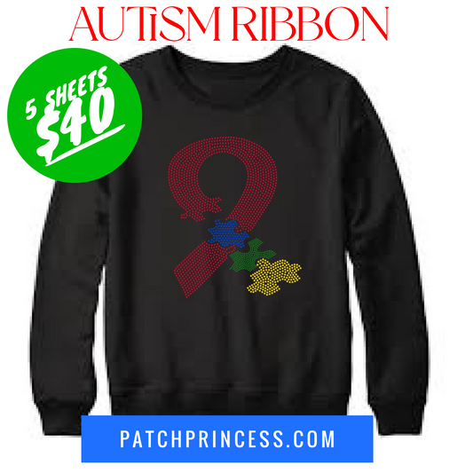 AUTISM RIBBON BLING TRANSFERS