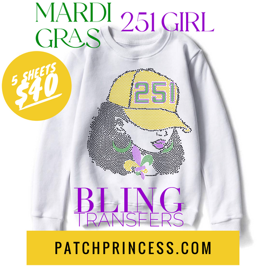 MARDI GRAS 251 GIRL BLING TRANSFERS