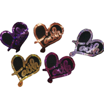 Faith Heart - Iron-on Spangle Bling Patch