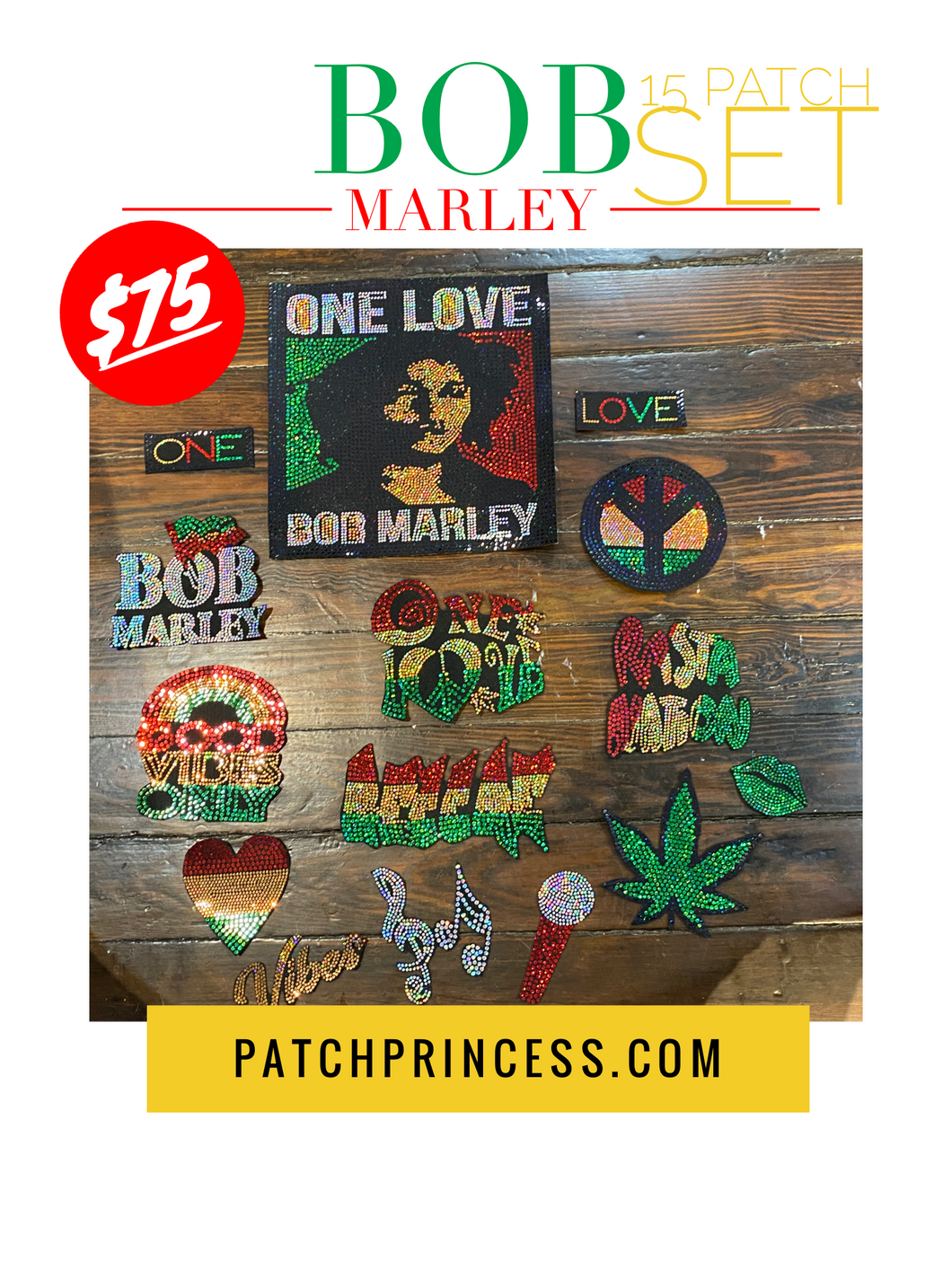 BOB MARLEY 15 PATCH SET