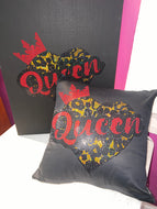 QUEEN LEOPARD HEART CANVAS 11 X 11 BLING TRANSFERS