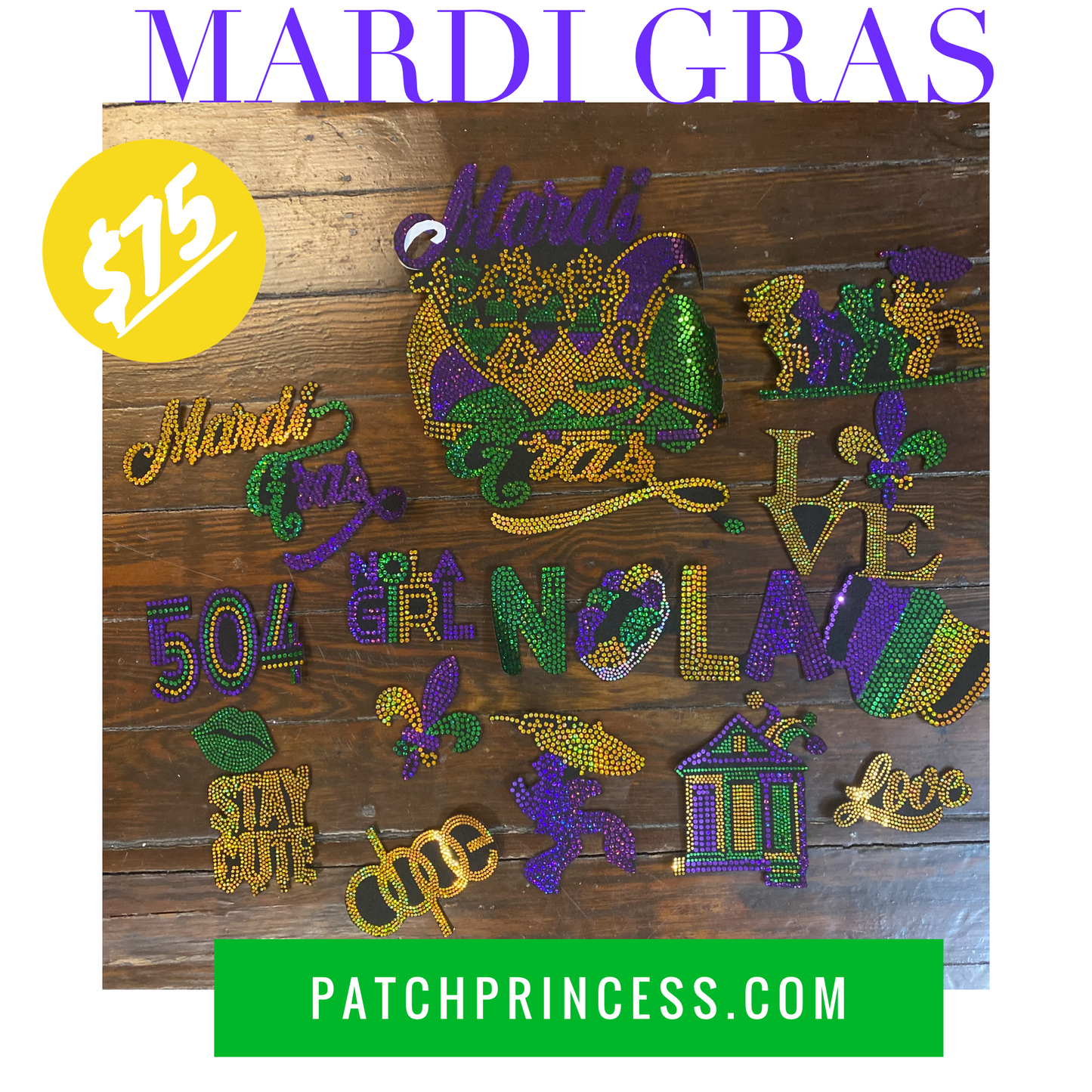 Mardi Gras 15 Patch Jacket Bag