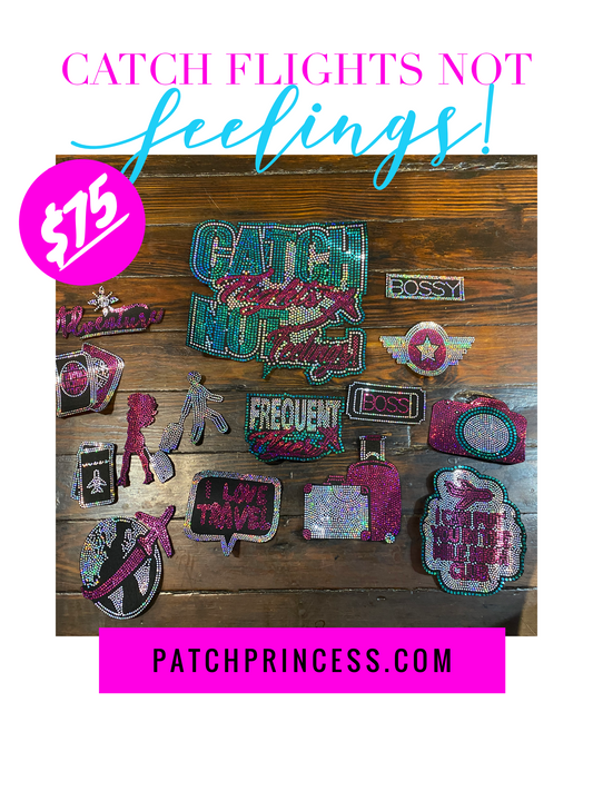 CATCH FLIGHTS NOT FEELINGS JACKET BAG 15 PATCH SET