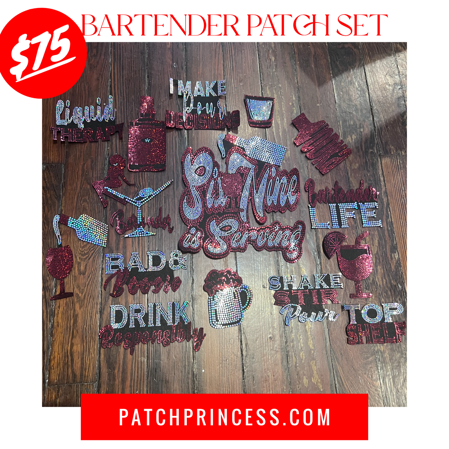 BARTENDER JACKET BAG 15 PATCH SET