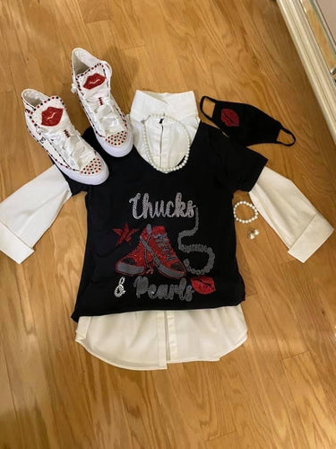CHUCKS AND PEARLS BLING TRANSFERS