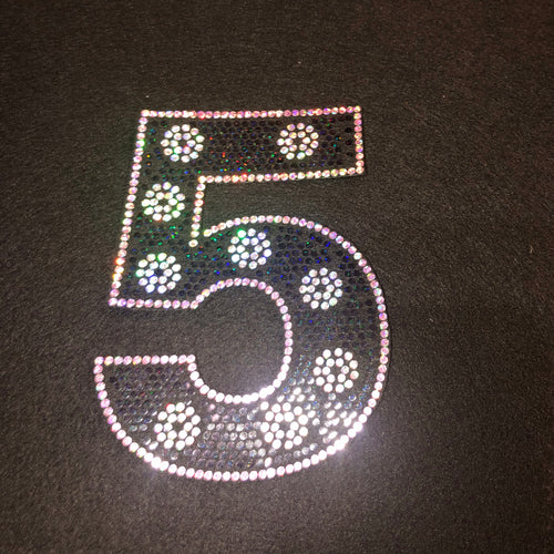 NUMBER 5 POLKA DOT BLING PATCH