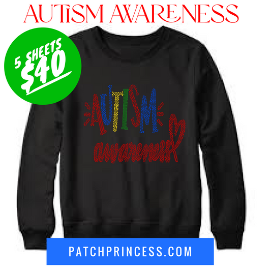 AUTISM AWARENESS BLING TRANSFERS