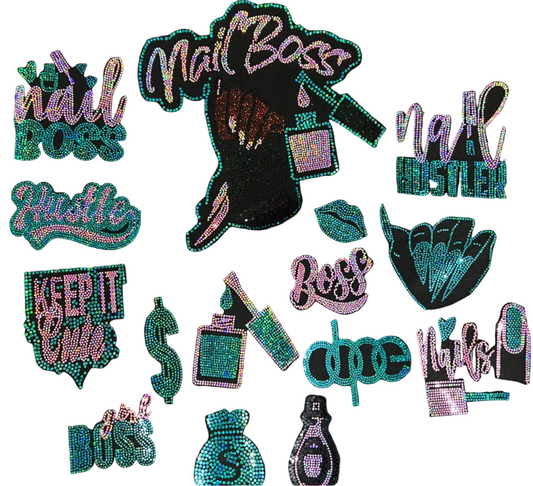 Nail Boss, 15 Count - Iron-on Spangle Bling Patch