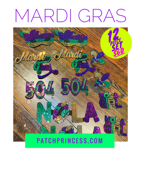 MARDI GRAS 12 SET BLING PATCH