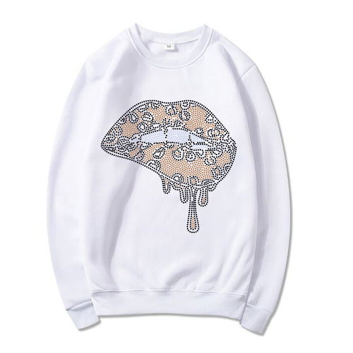 DRIPPING LIP LEOPARD BLING TRANSFERS