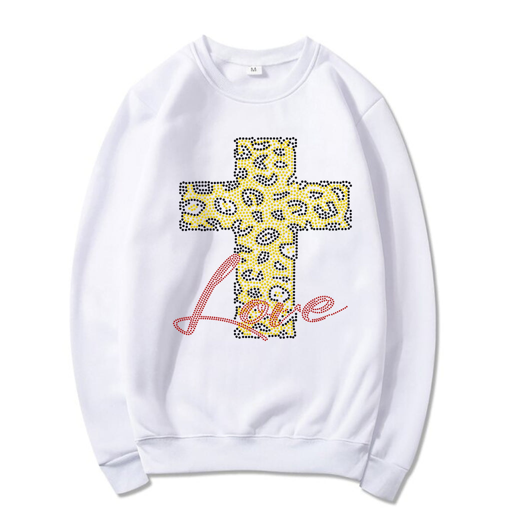 LOVE CROSS LEOPARD BLING TRANSFERS